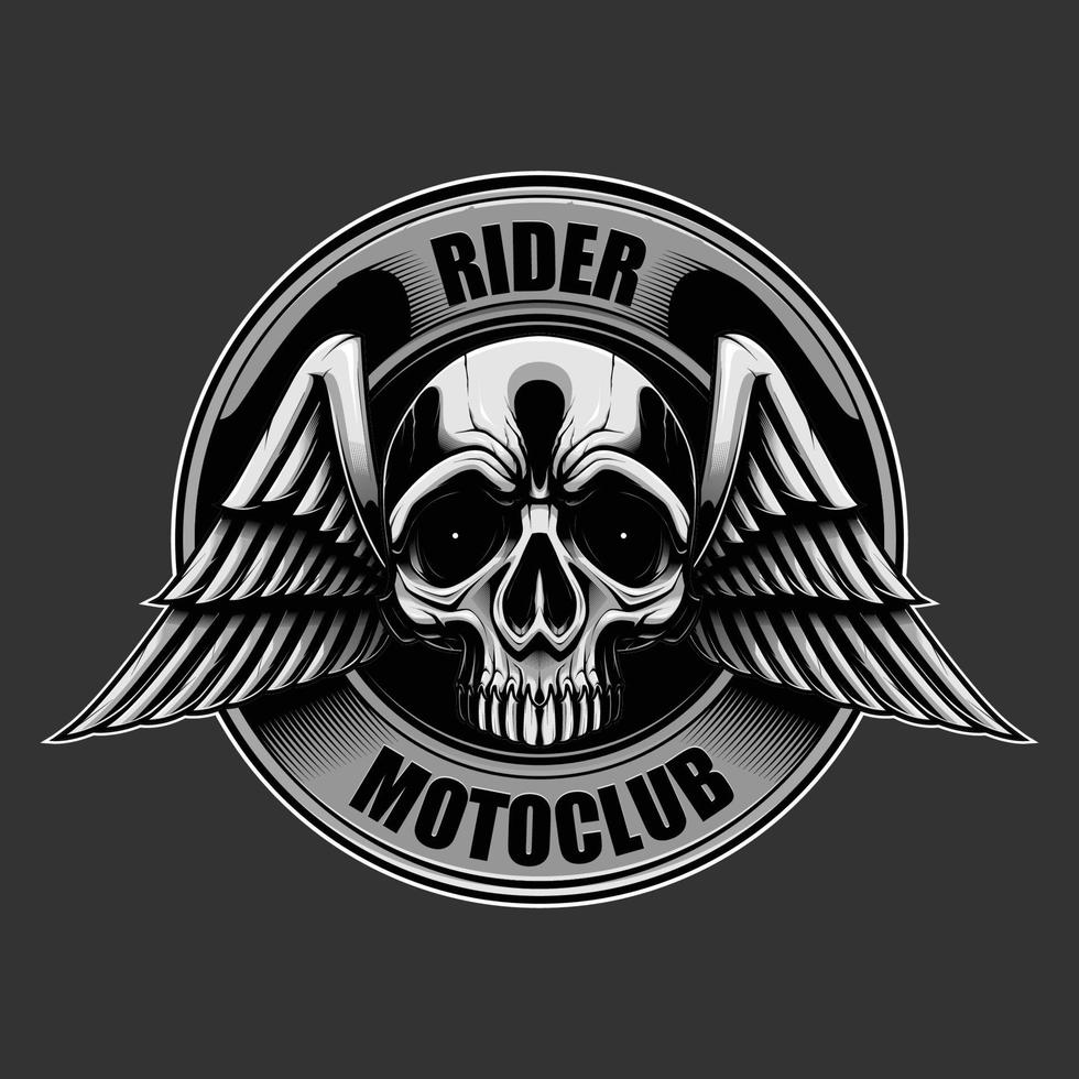 grijswaarden motorfietsen club illustratie voor embleem, logo, t-shirt en kleding ontwerp. vector