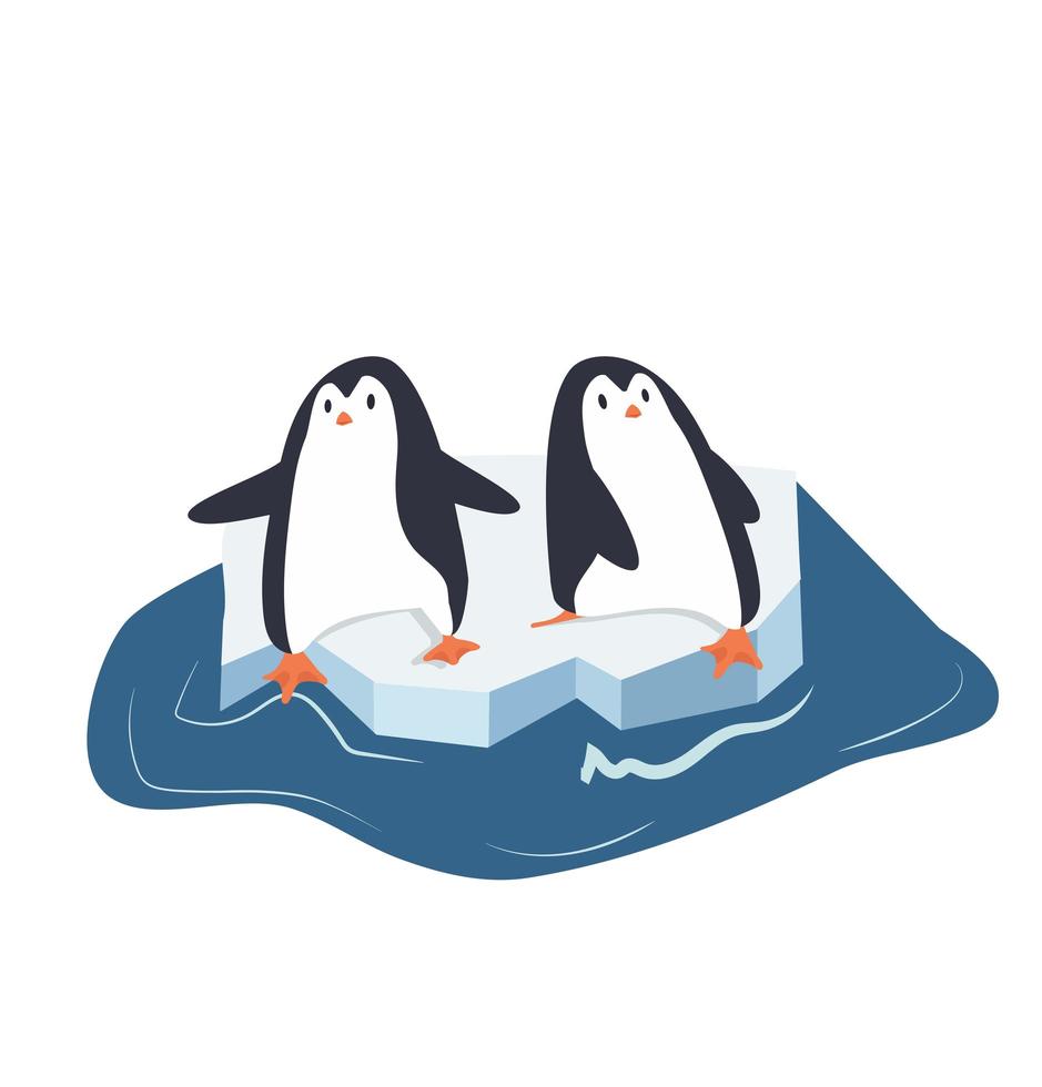 pinguïns op een stuk ijsberg vector