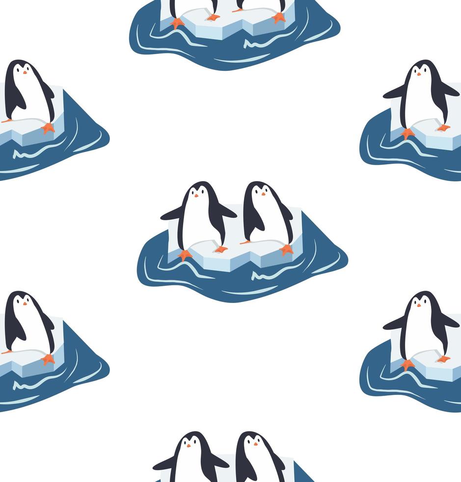 pinguïns op een stuk ijsbergpatroon vector