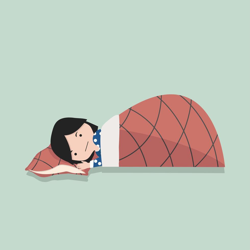 klein meisje slapen met kussen en deken vector