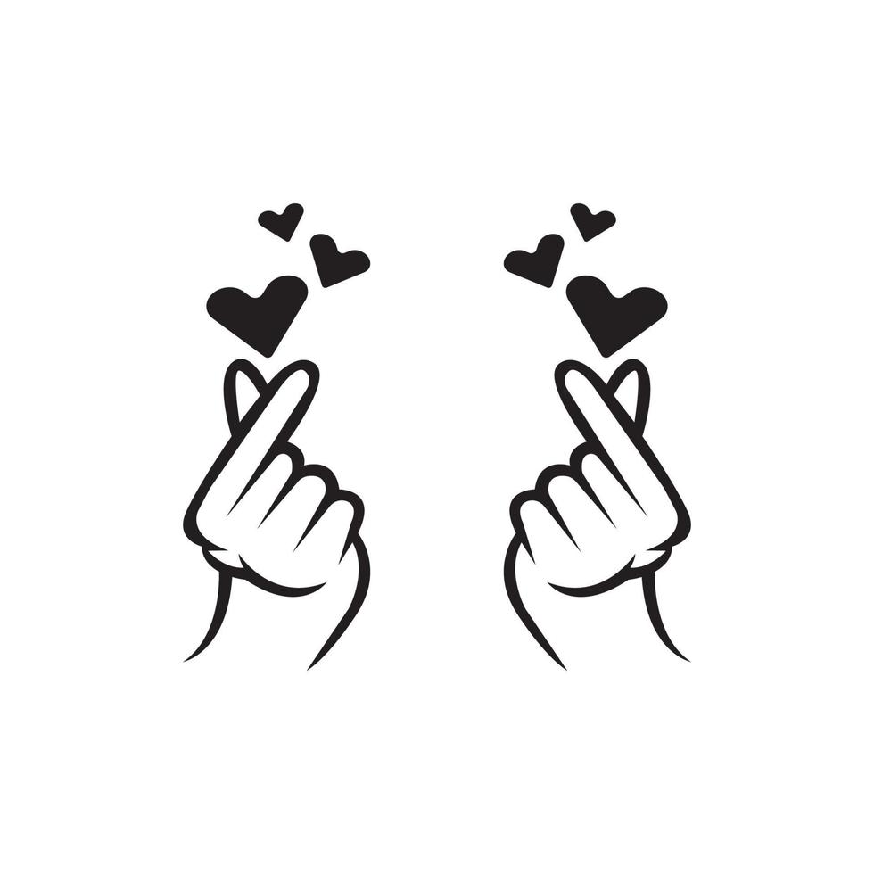 mini ik liefde u hand- Koreaans hart vinger ik liefde u teken icoon vector lijn kunst illustratie sticker ontwerp sociaal media