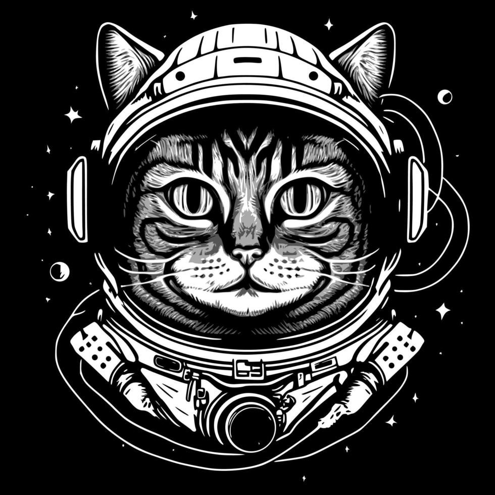 schattig kat astronaut in een ruimte pak vector