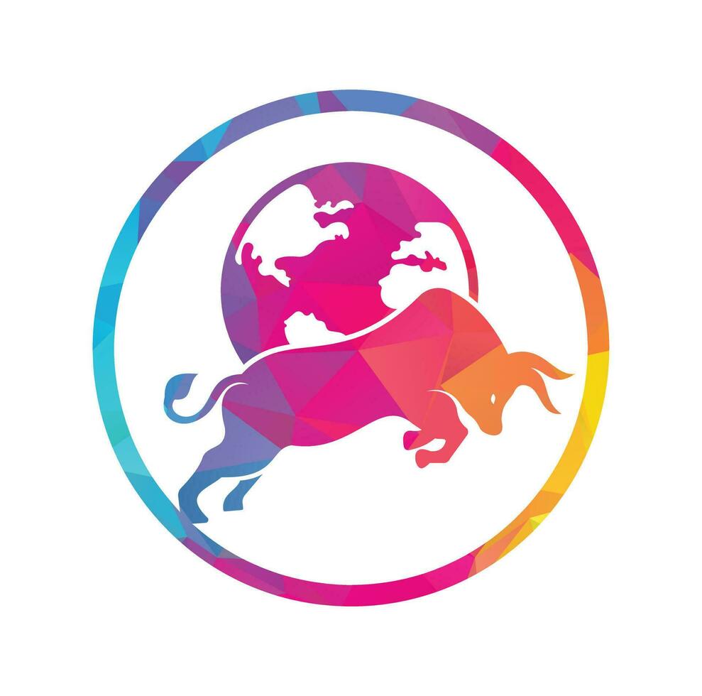 wereldbol stier vector logo icoon ontwerp. woord en stier logo ontwerp icoon vector.