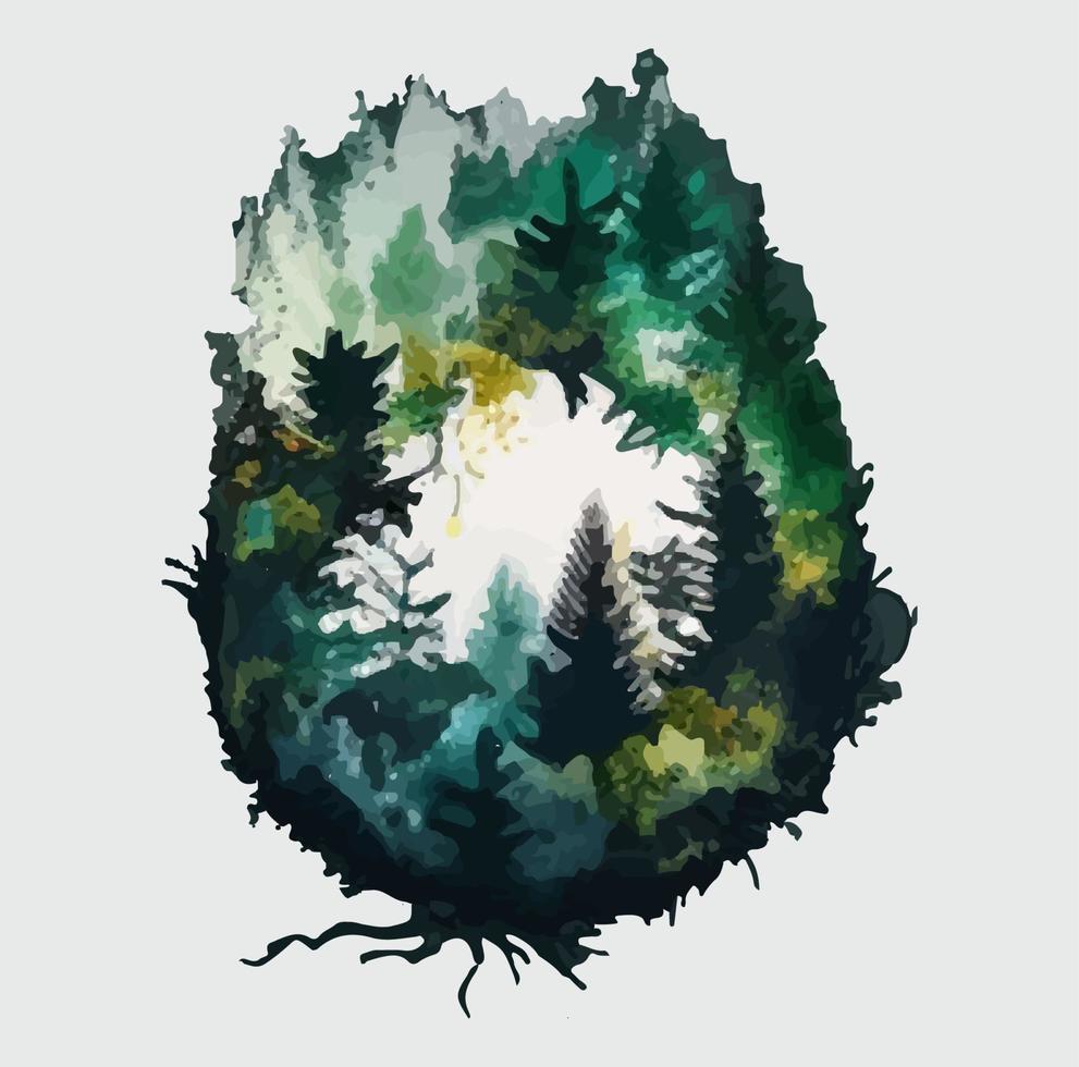 waterverf pijnboom bomen hand- getrokken illustratie geïsoleerd Aan wit achtergrond vector