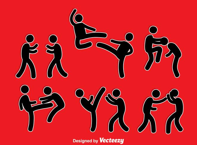 muay thai silhouet stickman vector