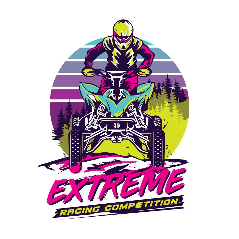 atv extreem sport racing vector illustratie in knal kleuren, mooi zo voor t overhemd ontwerp en kampioenschap evenement logo