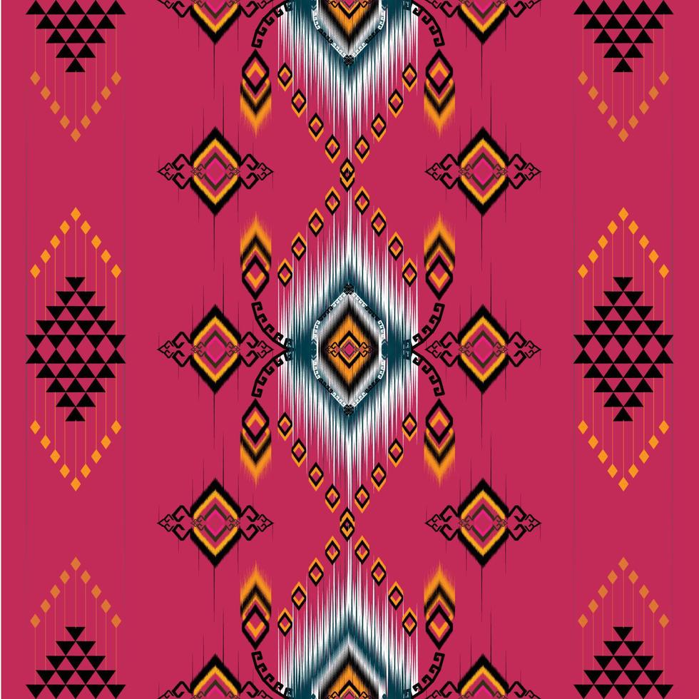 ikat patroon. meetkundig etnisch patroon Afro-Amerikaans, westelijk, pakistan, azië, azteken motief textiel en bohemian.design voor achtergrond, behang, tapijt afdrukken, kleding stof, batik, tegel. ikat paisley vector. vector