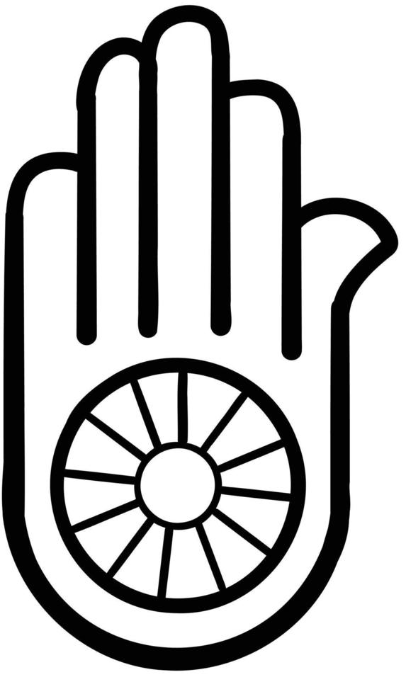 jainisme religieus symbool zwart en wit 2d icoon vector