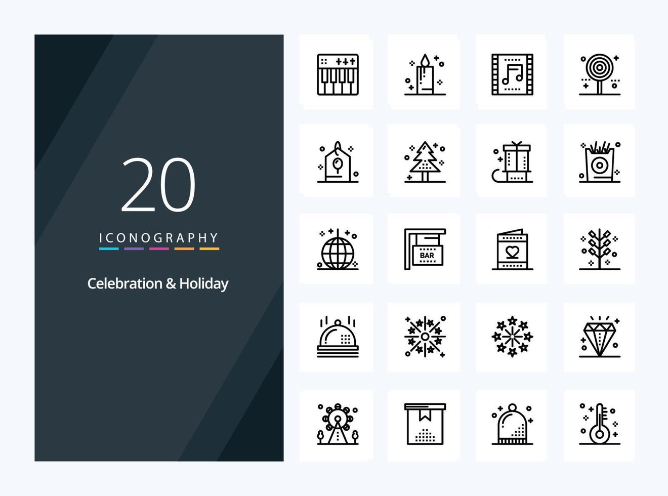 20 viering vakantie schets icoon voor presentatie vector