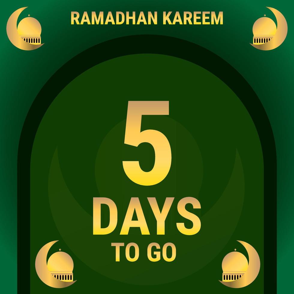 5 dagen naar Gaan. countdown bladeren banier dag. berekenen de tijd voor de maand van Ramadan. eps10 vector illustratie.