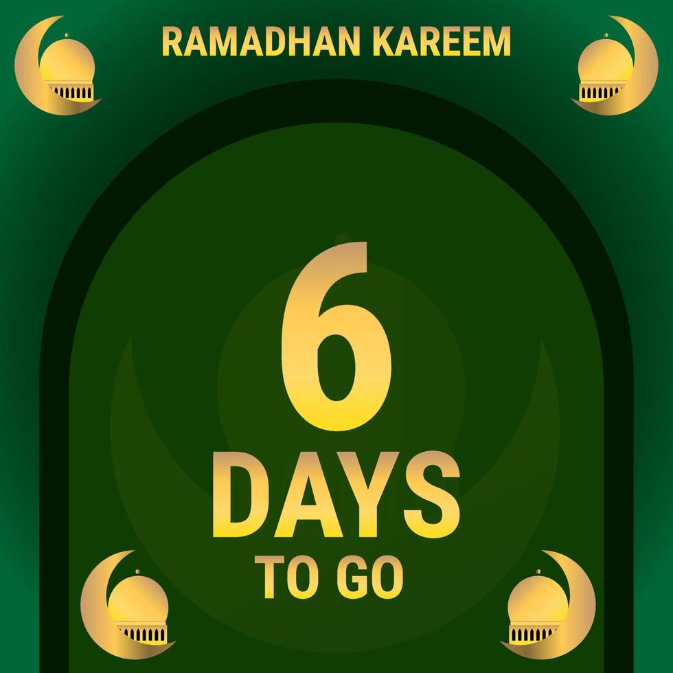 6 dagen naar Gaan. countdown bladeren banier dag. berekenen de tijd voor de maand van Ramadan. eps10 vector illustratie.
