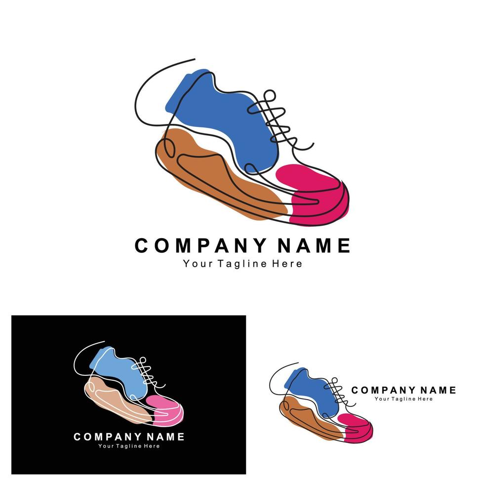 sneakers schoen logo-ontwerp, vectorillustratie van trending jeugdschoeisel, eenvoudig funky concept vector