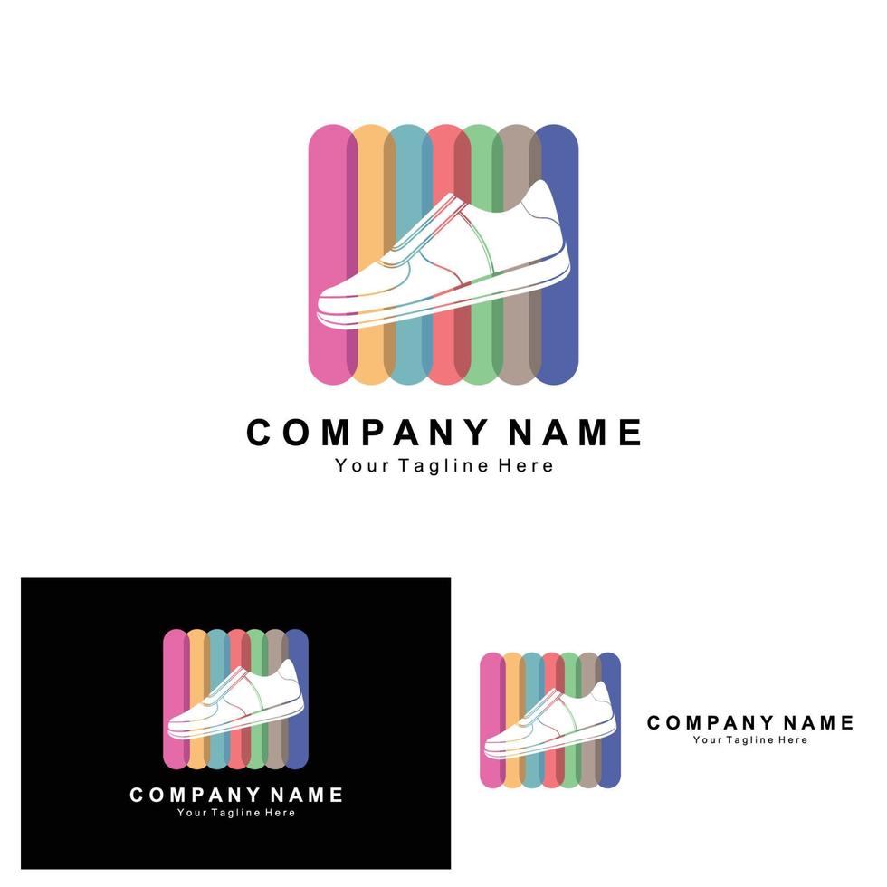 sneakers schoen logo-ontwerp, vectorillustratie van trending jeugdschoeisel, eenvoudig funky concept vector