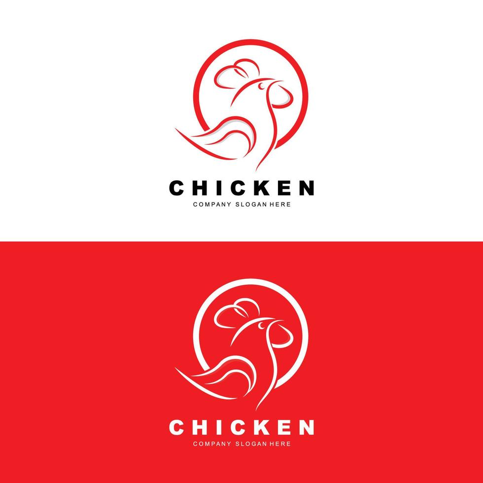 kip logo, boerderij dier vector, ontwerp voor kip boerderij, gebakken kip restaurant, cafe vector