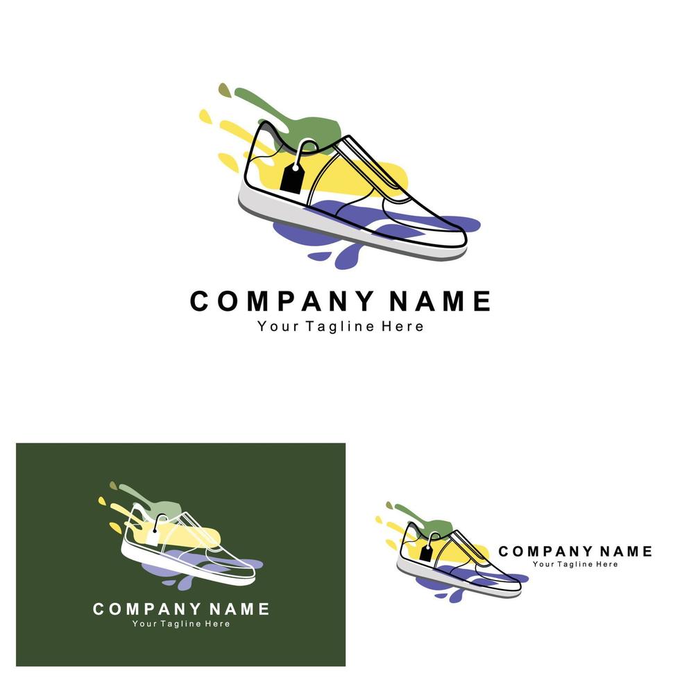 sneakers schoen logo-ontwerp, vectorillustratie van trending jeugdschoeisel, eenvoudig funky concept vector