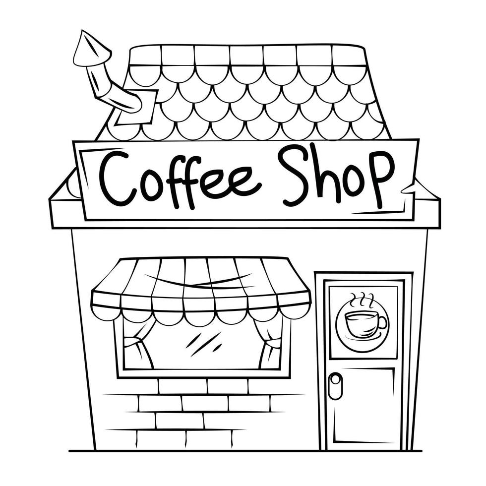 koffie winkel schetsen illustratie vector