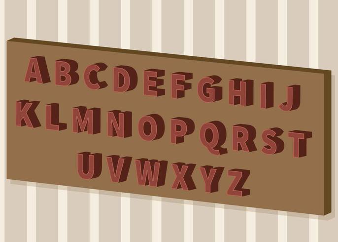 Gratis 3D-lettertypen Illustratie instellen vector