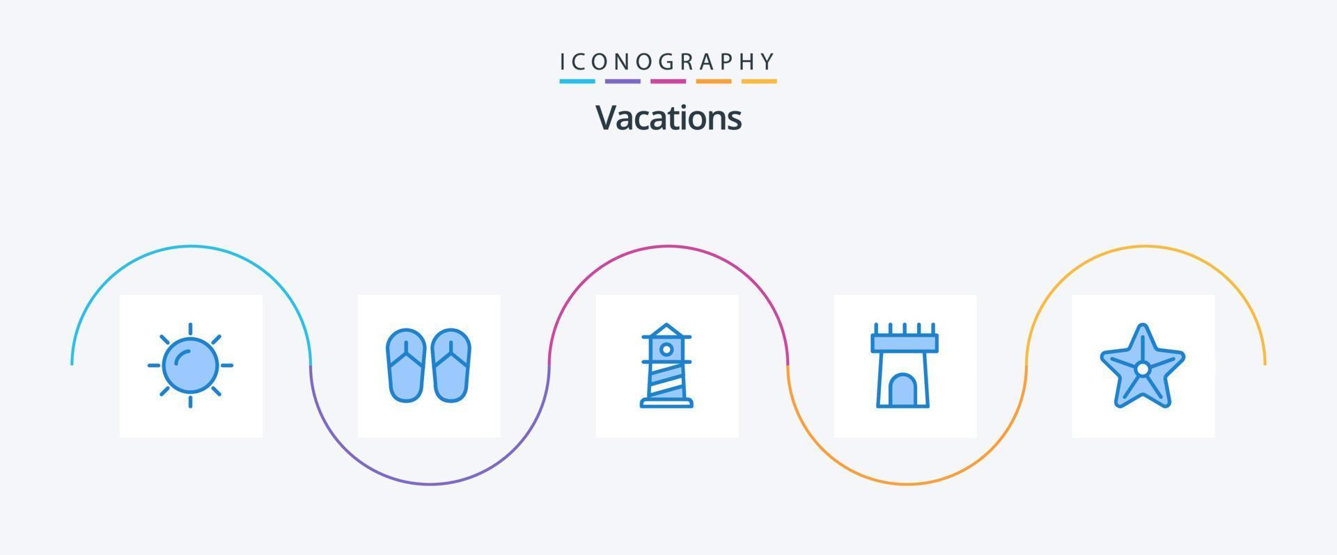 vakanties blauw 5 icoon pak inclusief . zeester. huis. ster. strand vector