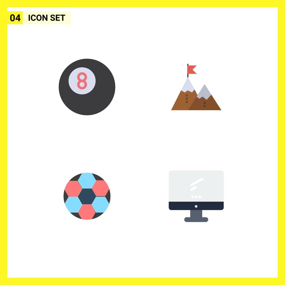 reeks van 4 modern ui pictogrammen symbolen tekens voor bal bal prestatie missie voetbal bewerkbare vector ontwerp elementen