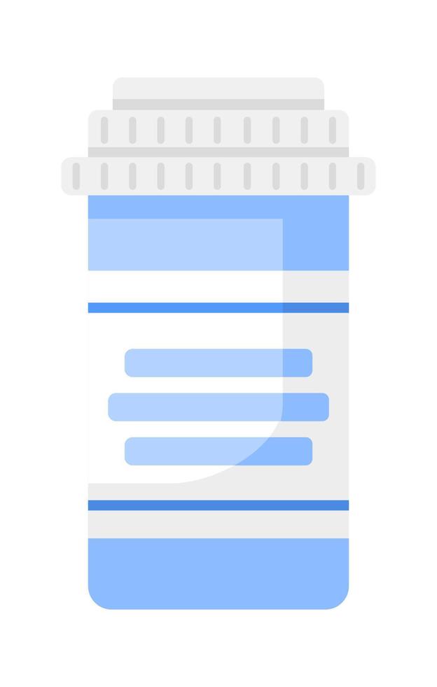 blauw fles semi vlak kleur vector voorwerp. bewerkbare artikelen. vol grootte element Aan wit. geneesmiddelen en vitamines. verdovende middelen gemakkelijk tekenfilm stijl illustratie voor web grafisch ontwerp en animatie