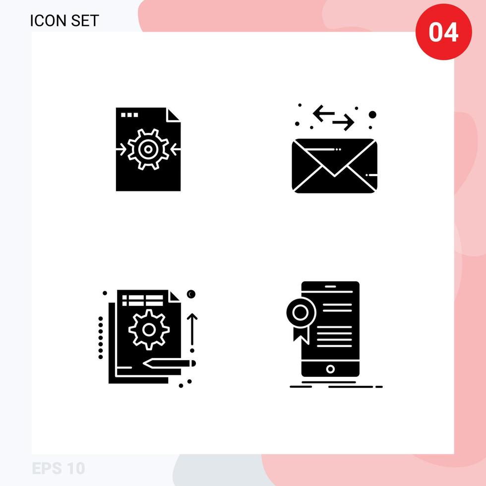 reeks van 4 modern ui pictogrammen symbolen tekens voor het dossier financiering pijl bericht informatie bewerkbare vector ontwerp elementen