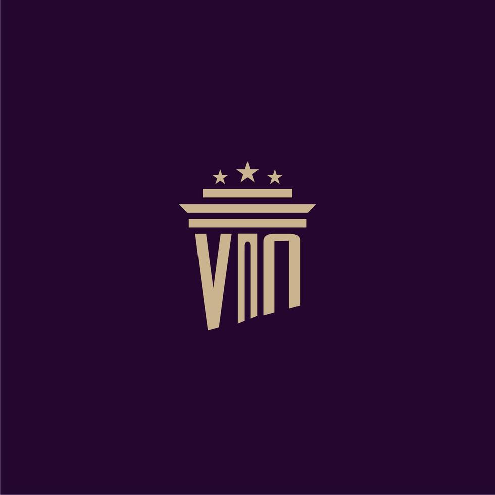 vn eerste monogram logo ontwerp voor advocatenkantoor advocaten met pijler vector beeld