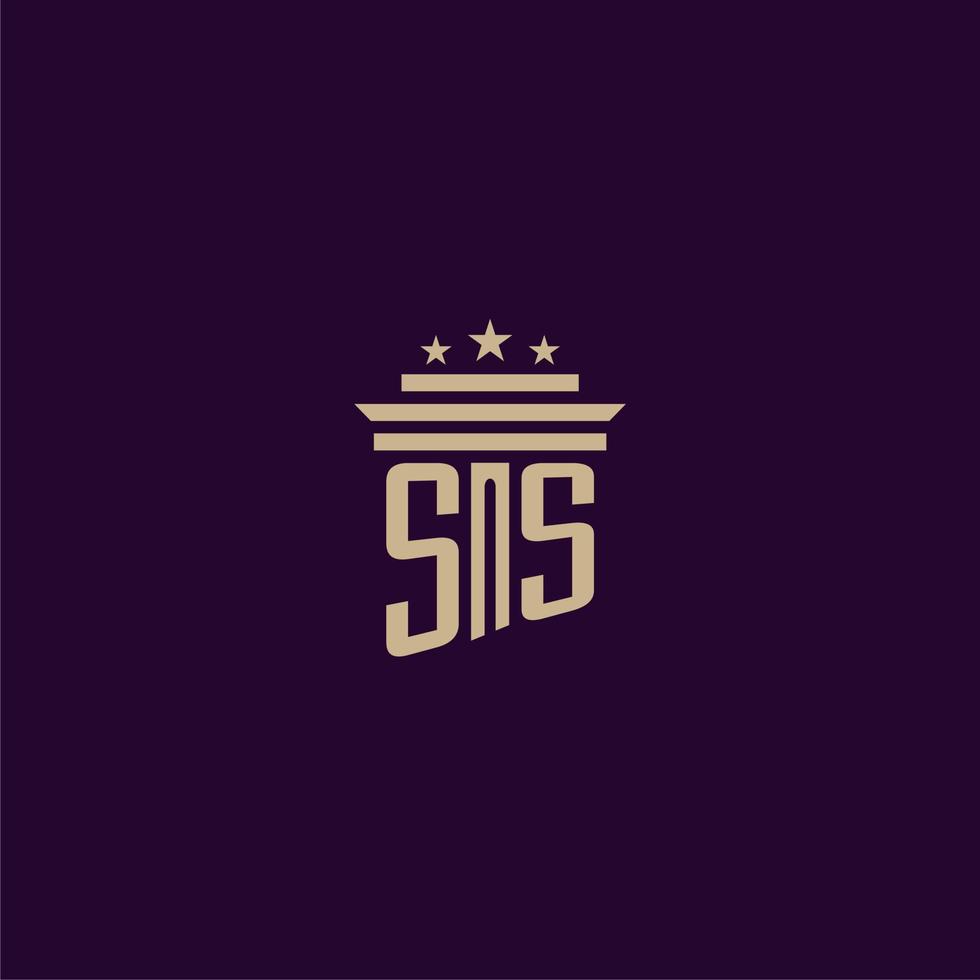 ss eerste monogram logo ontwerp voor advocatenkantoor advocaten met pijler vector beeld