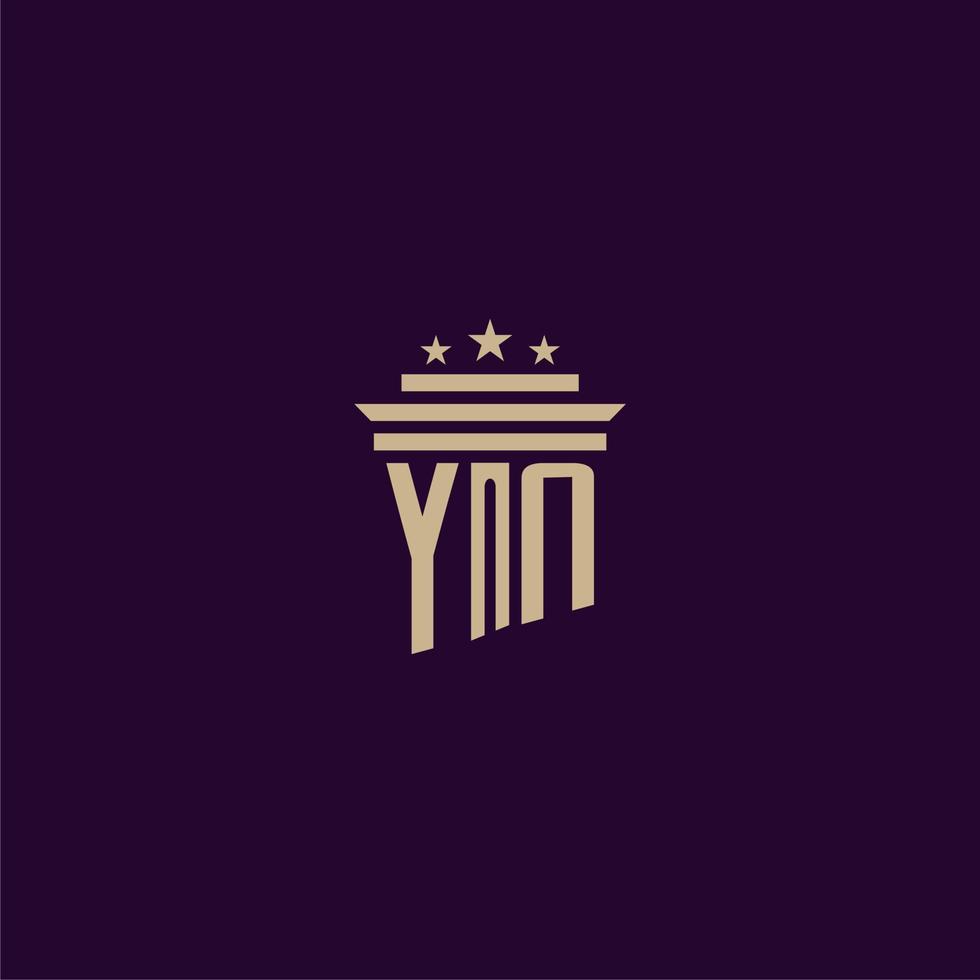 yn eerste monogram logo ontwerp voor advocatenkantoor advocaten met pijler vector beeld