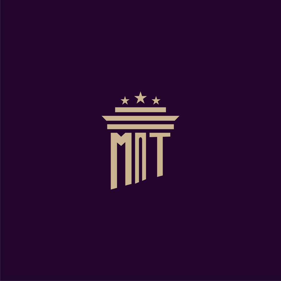mt eerste monogram logo ontwerp voor advocatenkantoor advocaten met pijler vector beeld