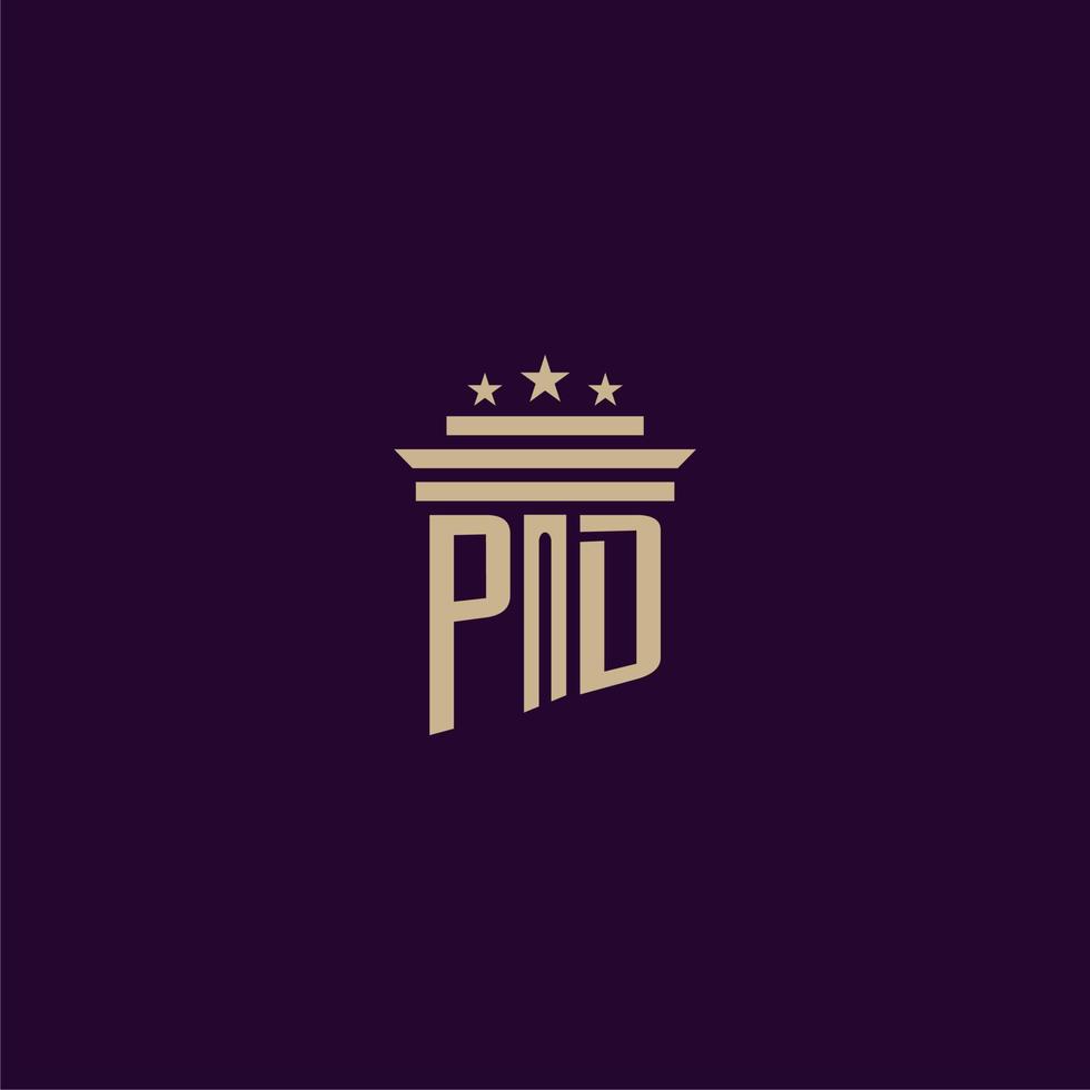 pd eerste monogram logo ontwerp voor advocatenkantoor advocaten met pijler vector beeld