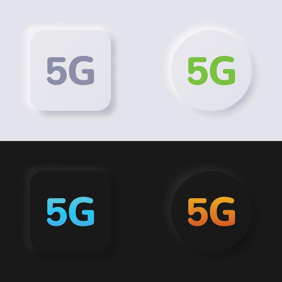 5g internet verbinding icoon set, veelkleurig neumorfisme knop zacht ui ontwerp voor web ontwerp, toepassing ui en meer, knop, vector. vector