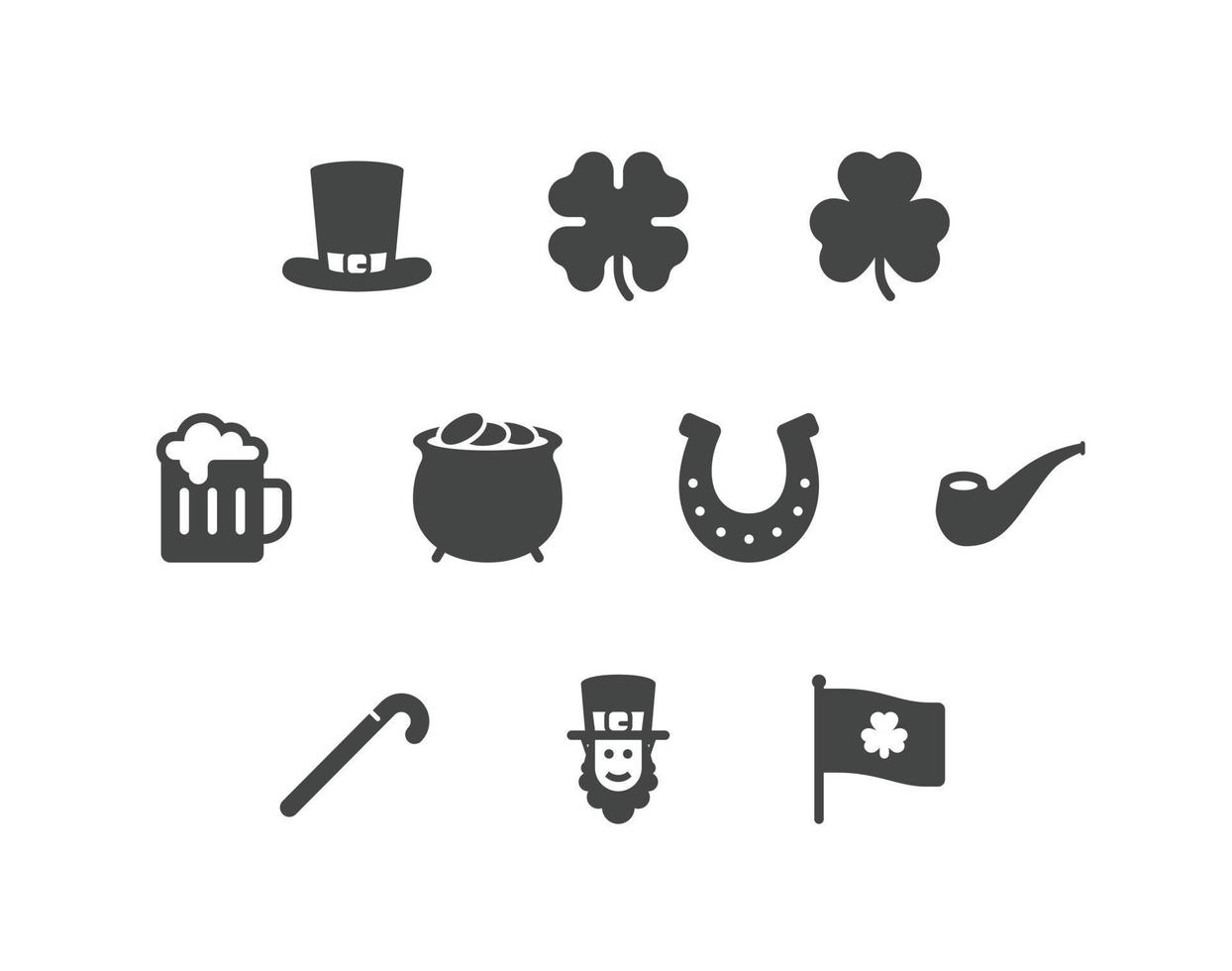 st. Patrick dag solide glyph icoon reeks met geluk en bier verwant pictogrammen vector