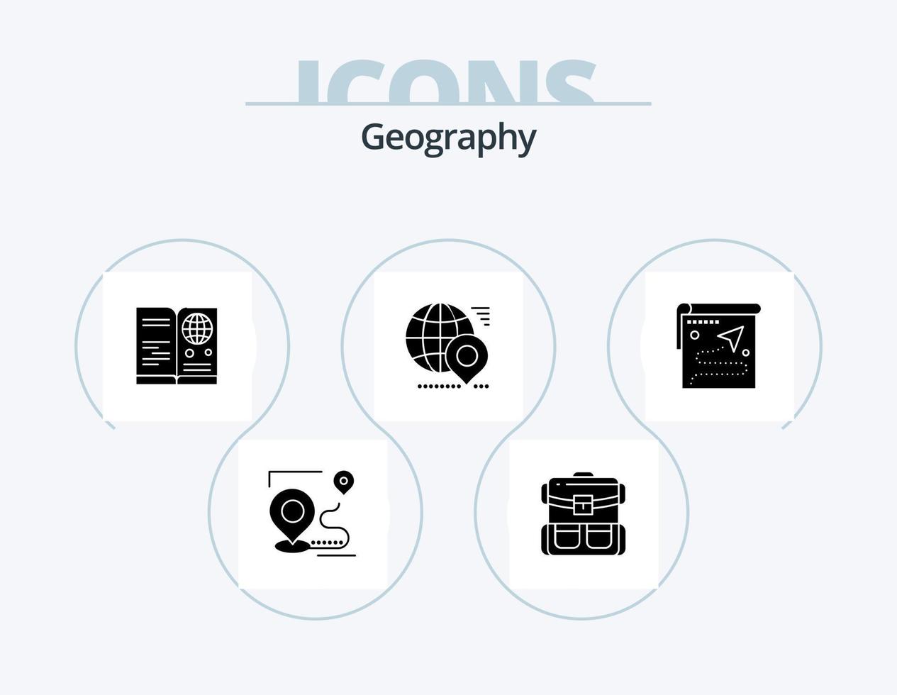 geo- grafisch glyph icoon pak 5 icoon ontwerp. tas. reizen. pin. positie. doelwit vector