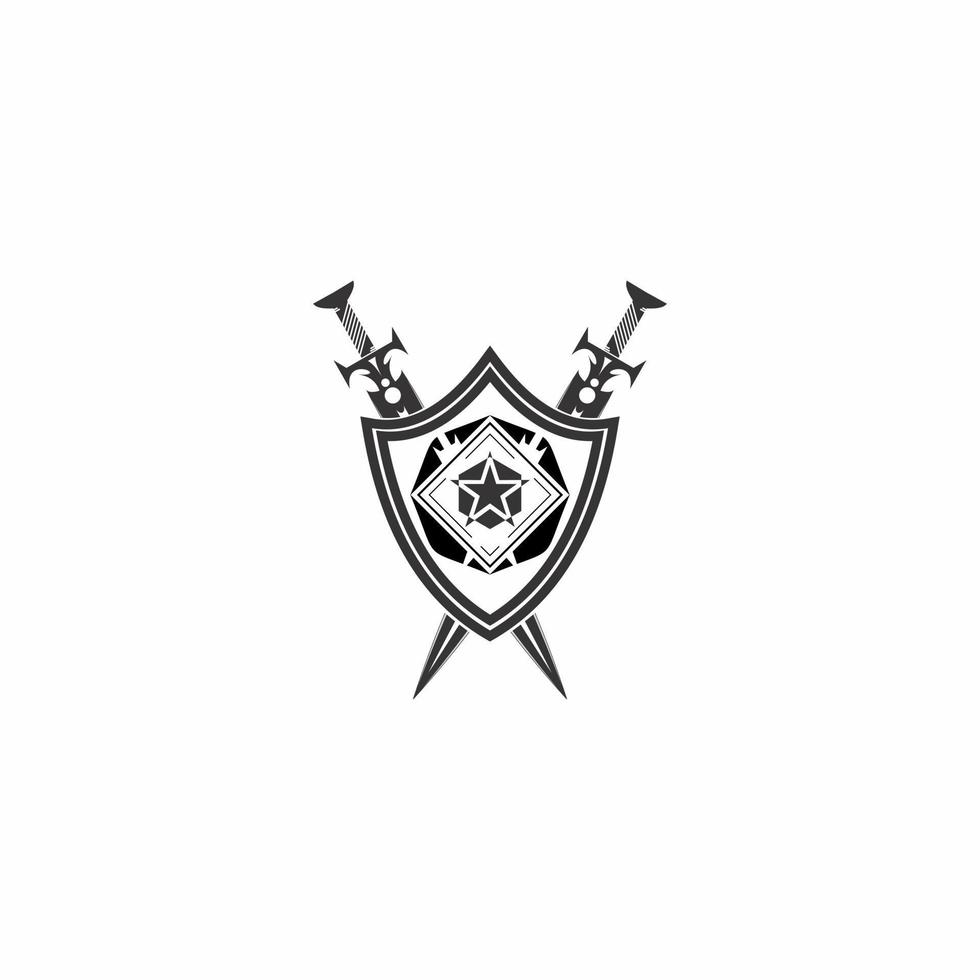zwaard en schild logo illustratie vector