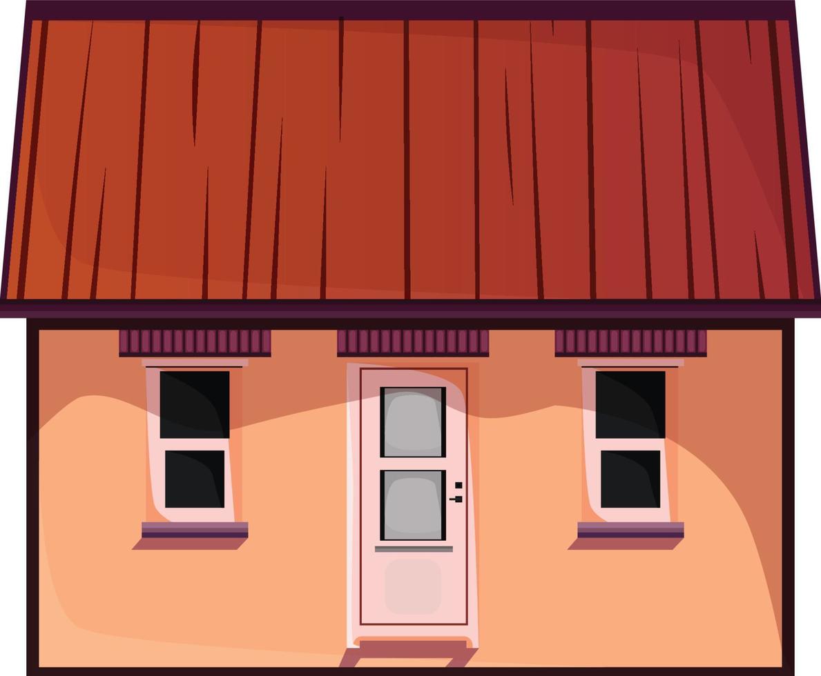 huis facade met deuren en ramen , tekenfilm vector illustratie.