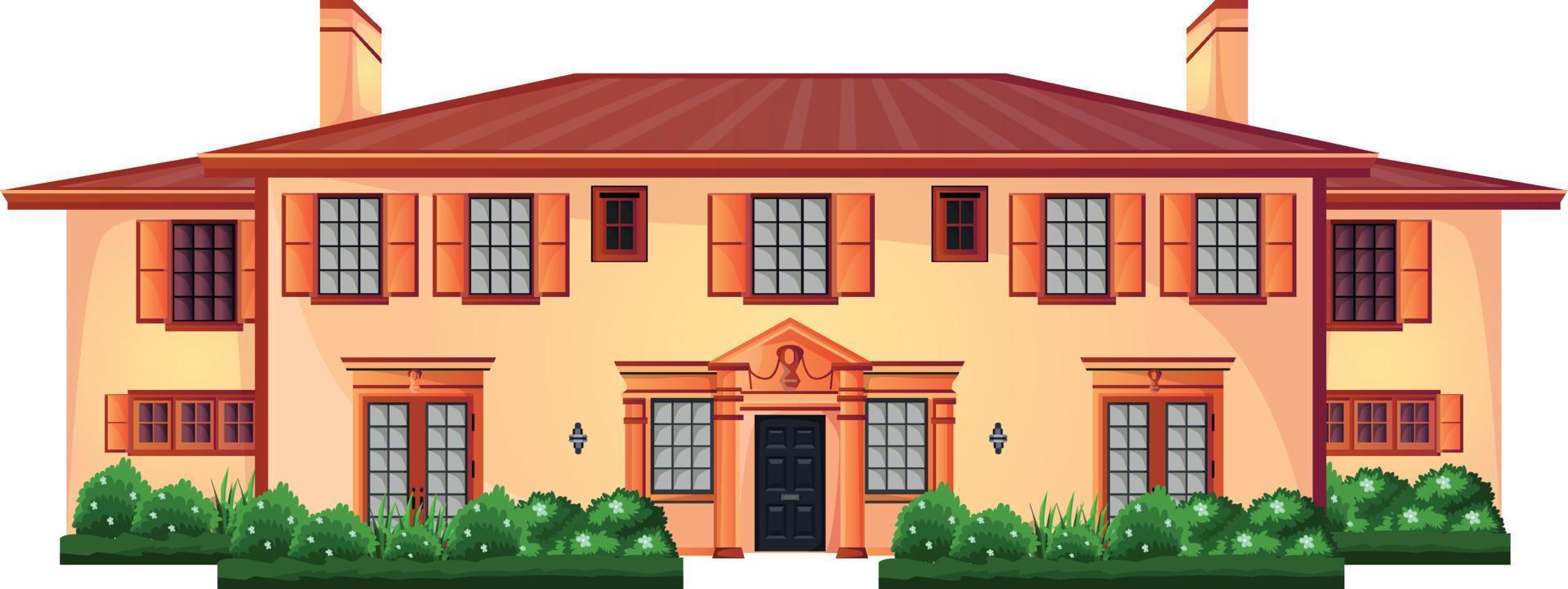 huis facade met deuren en ramen , tekenfilm vector illustratie.