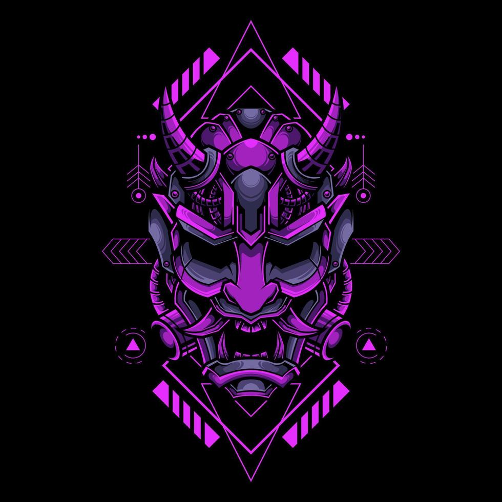 Japans mecha oni masker robot cyber futuristische logo illustratie vector