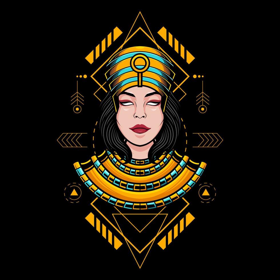 Egyptische meisje Cleopatra hoofd en illustratie vector