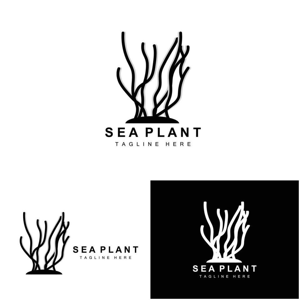 zeewier logo, zee planten vector ontwerp, kruidenier en natuur bescherming