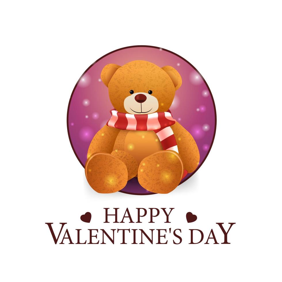 gelukkig Valentijnsdag dag, wit plein ansichtkaart met teddy beer vector