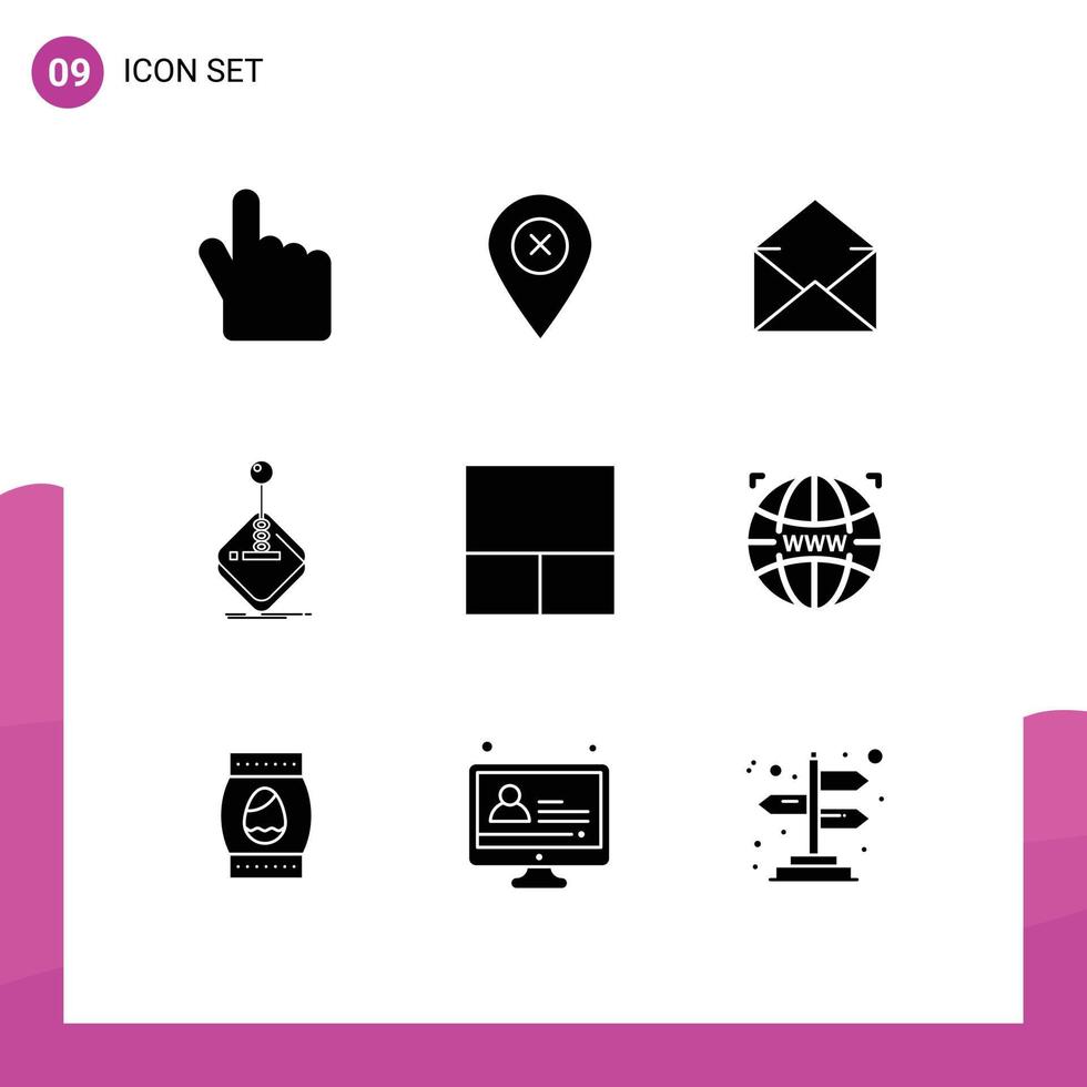 groep van 9 solide glyphs tekens en symbolen voor lay-out stok mail bedieningshendel spel bewerkbare vector ontwerp elementen