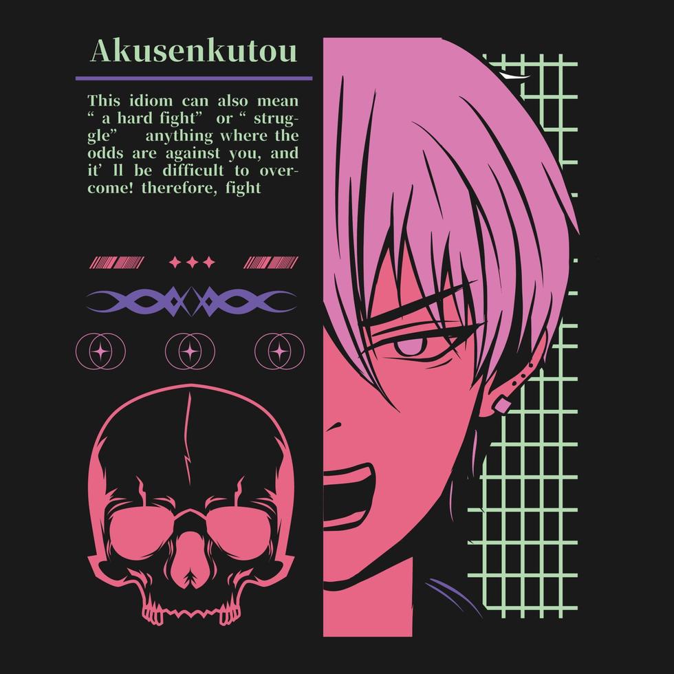 Japans anime t-shirt ontwerp vector