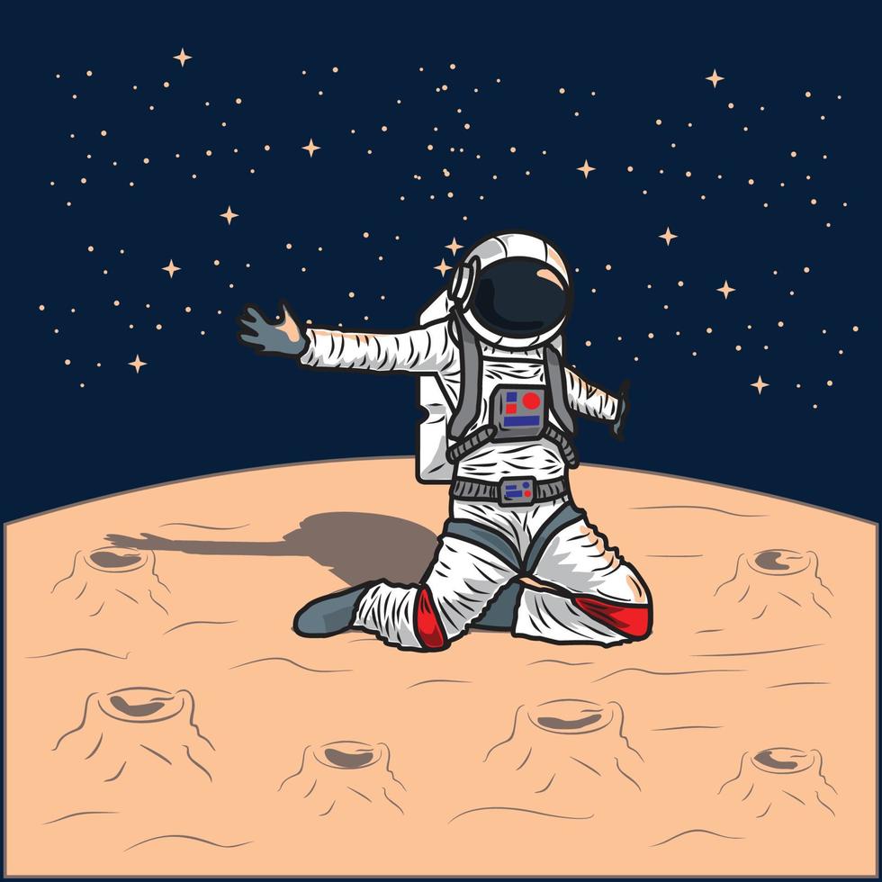 vector illustratie - astronauten aan het doen viering Aan de maan - vlak tekenfilm stijl