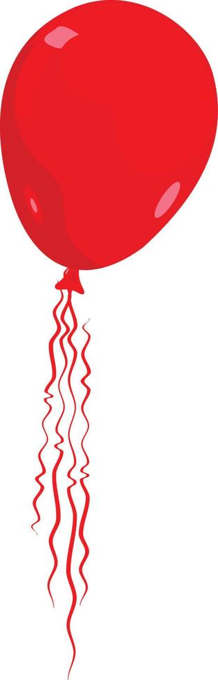 rood ballon met groep van gedraaid linten hangende van het vector