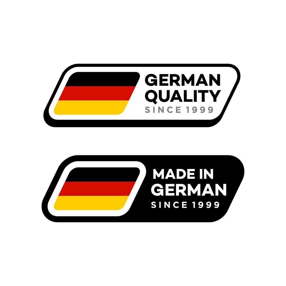 gemaakt in Duitsland etiketten set. Duitse kwaliteit Mark sticker vector icoon. perfect voor logo ontwerp, labels, insignes, stickers, embleem, Product pakket.