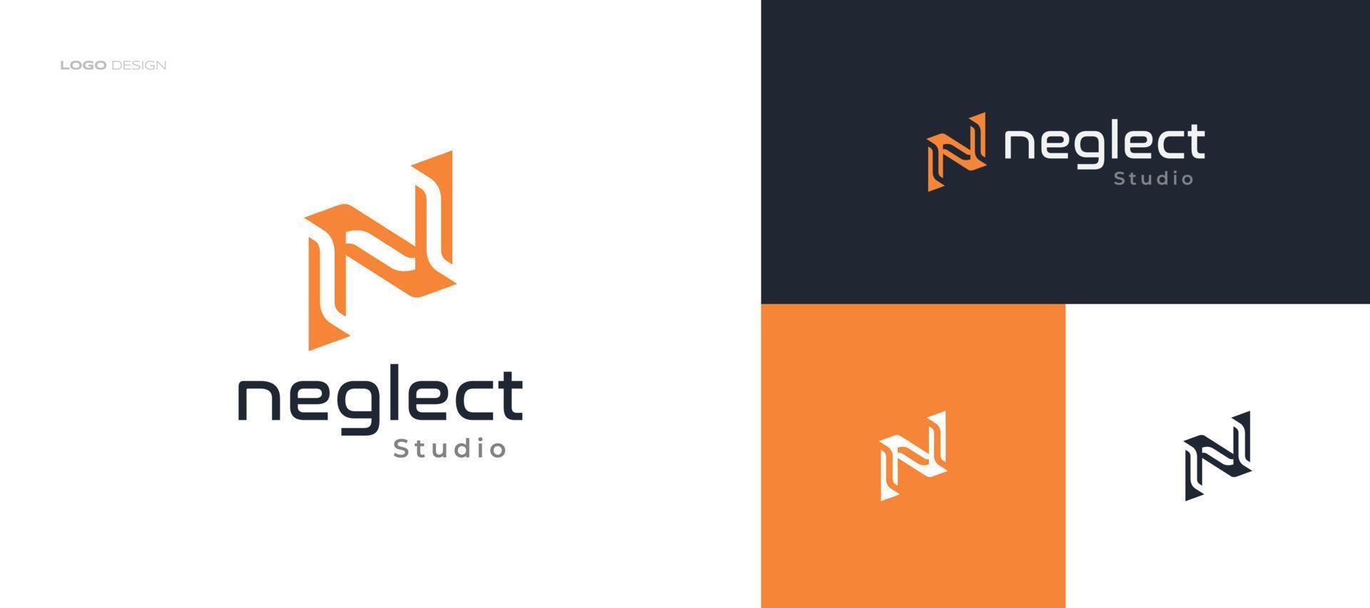 modern brief n logo ontwerp met abstract en uniek concept vector