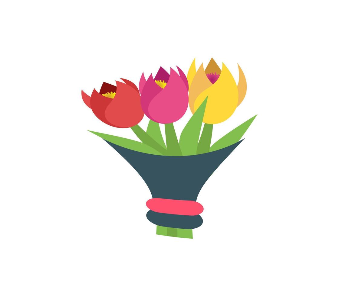 rood en geel tulpen in vaas vector