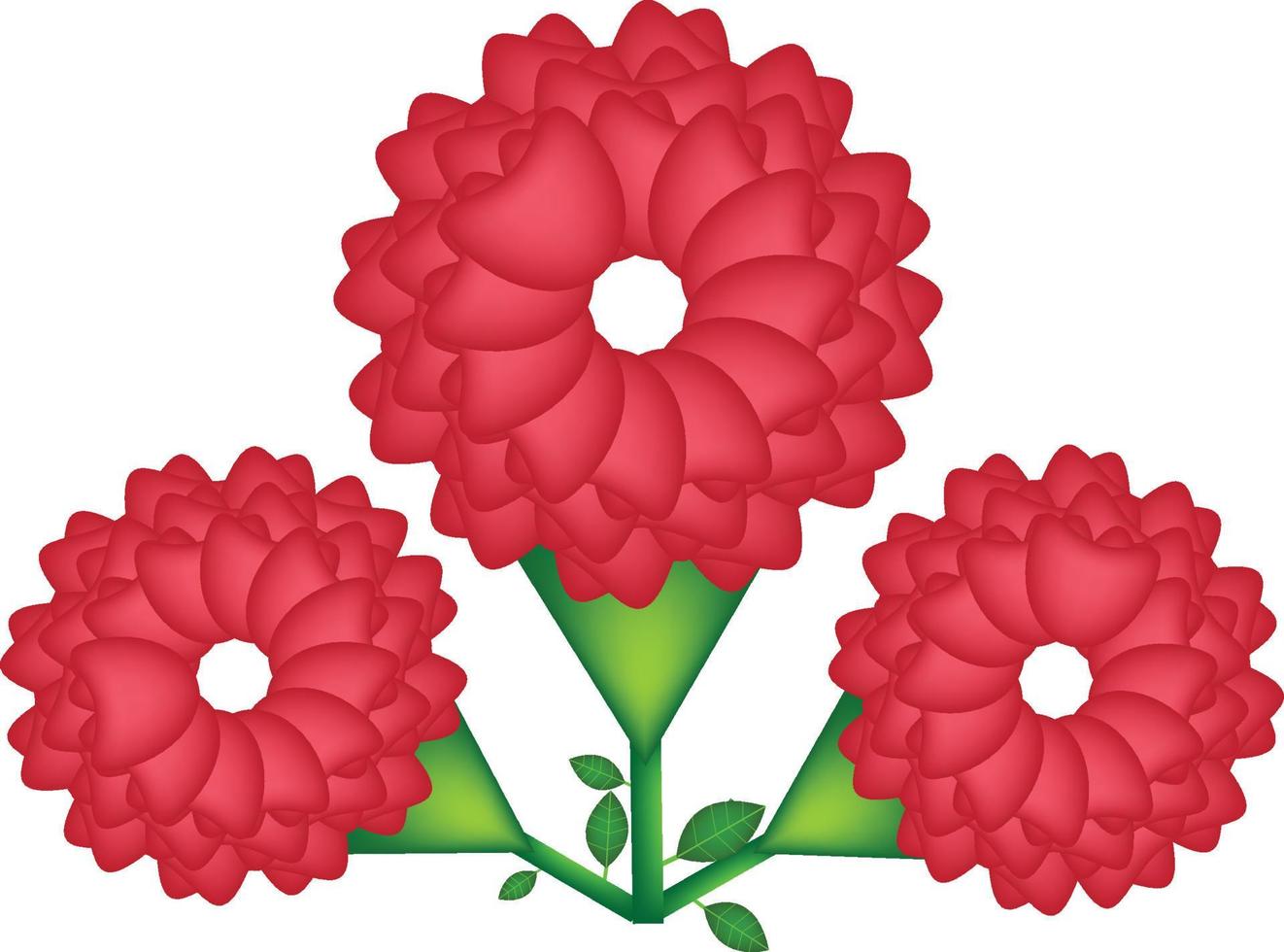 realistisch vrij rood bloem met groen blad vector sjabloon