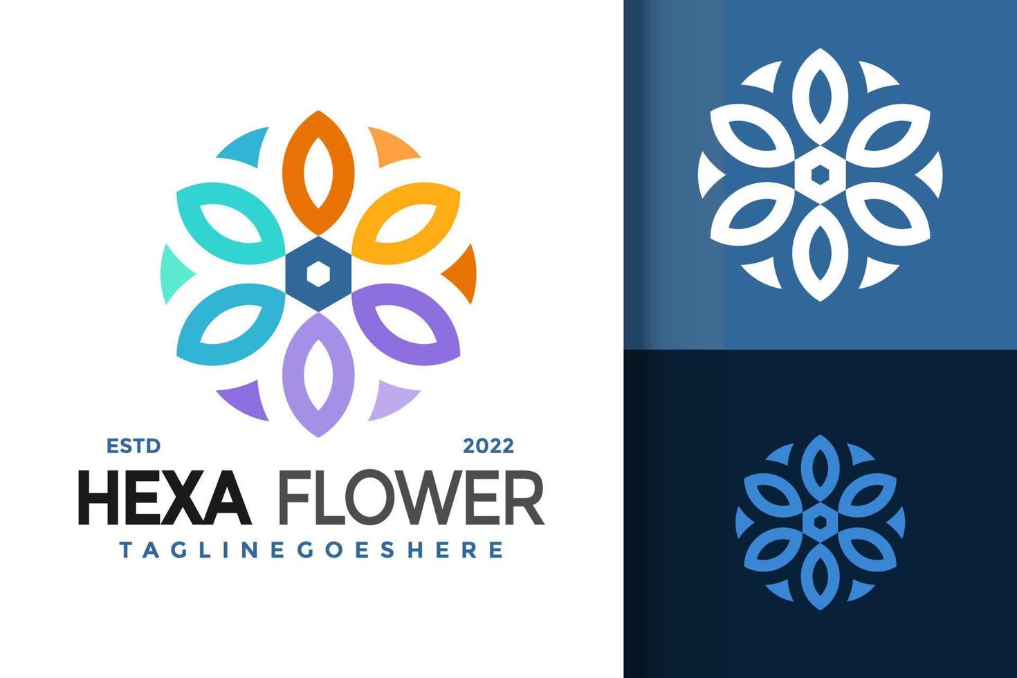 kleurrijk hexa bloem logo ontwerp vector illustratie sjabloon