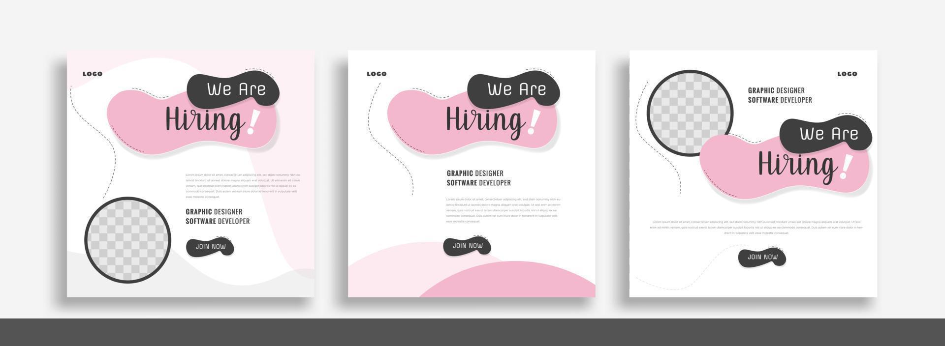 wij zijn in dienst nemen baan vacature sociaal media post banier ontwerp sjabloon met geel kleur. wij zijn in dienst nemen baan vacature plein web banier ontwerp. vector